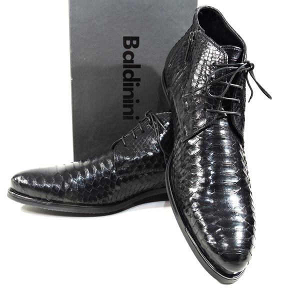 BALDININI ?? MEN\'S BLACK REAL PYTHON LEATHER COMFORT WINTER BOOTIE main image 8